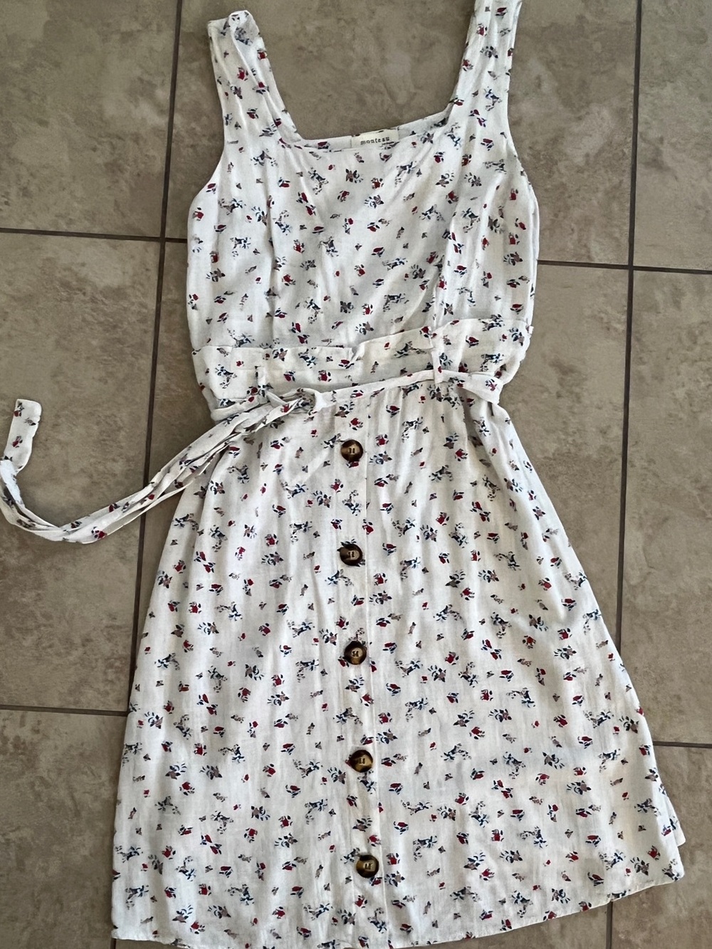 Linen blend floral cream midi dress monteau